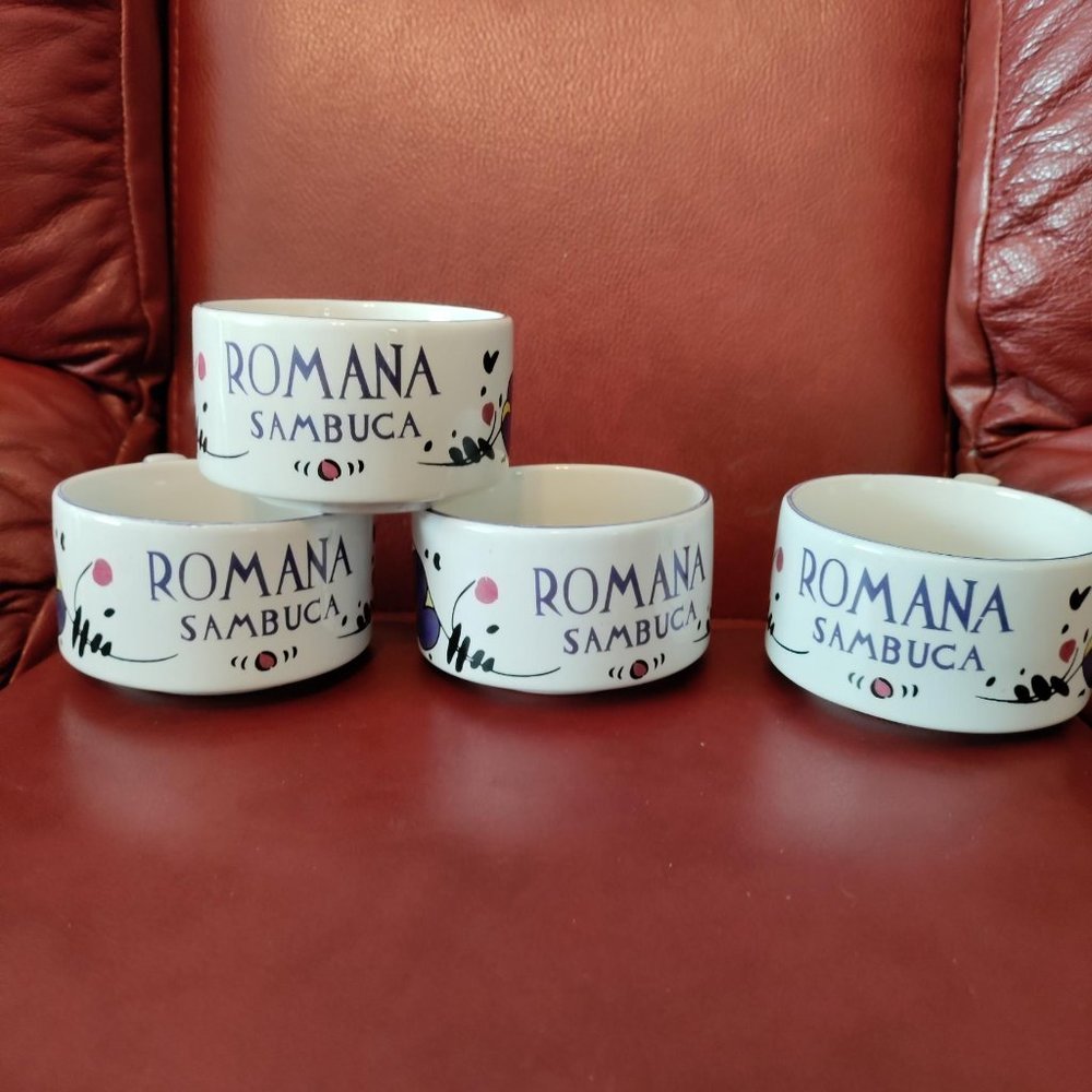 Set of 4 Vintage Romana Sambuca Coffee Espresso Mugs